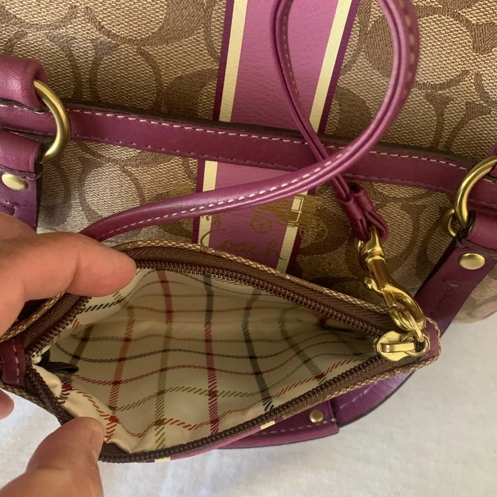 Coach RARE Mini Heritage  Satchel Signature Leather Bag and Wristlet